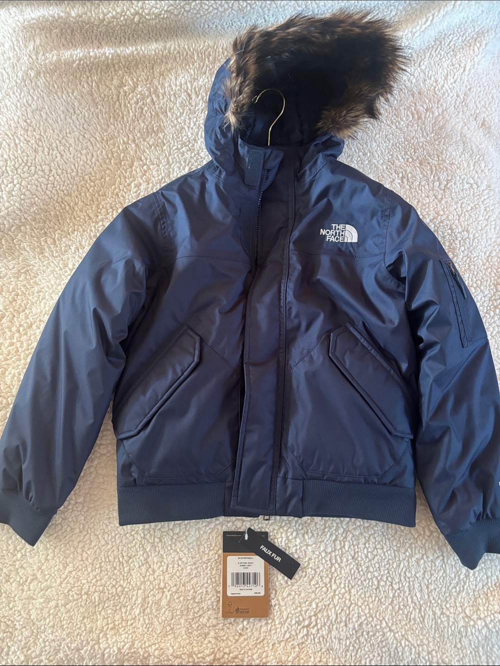 The North Face Navy Blue Faux-Fur Hooded Jacket